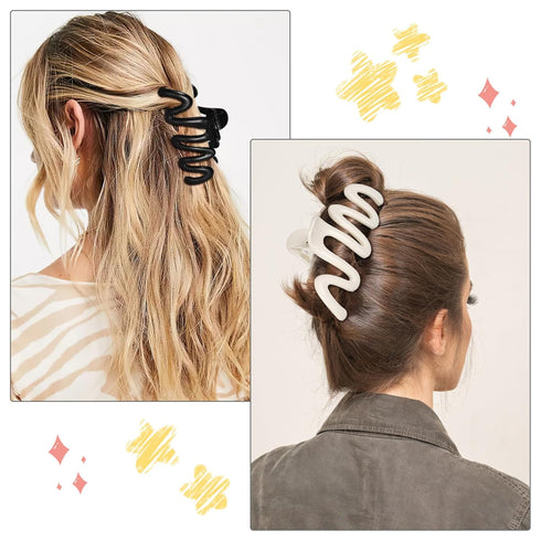 NOLITOY 8Pcs Hair Clips for Women, 4 Inch Large Jelly Wave Hair Claw Clips for Thick Hair