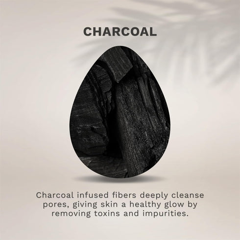KOL Face Scrubber, Charcoal Infused Exfoliating Facial Cleansing Pads, Disposable Exfoliator Face Sponge, 6 Count