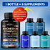 Magnesium Supplement 5 in 1 Complex 500 mg, Vegan, Natural, Non-GMO, 180 Capsules, Stress & Muscle Support
