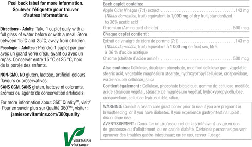 Jamieson Laboratories 120 Jamieson Apple Cider Vinegar & Chromium, caplets