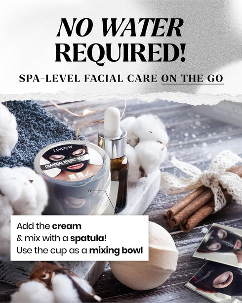 LINDSAY Luxury Magic Modeling Cup Pack | Organic Gel Face Mask Skincare | Hydrating & Deep Cleansing Mask (Charcoal,