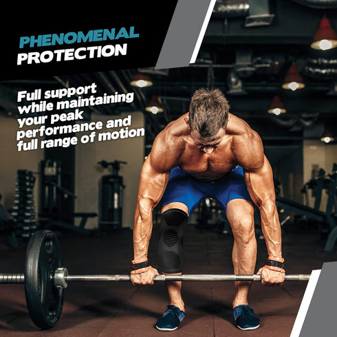 POWERLIX Knee Compression Sleeve, Best Knee Brace for Pain Relief, Support for Running, Basketball, Gym, Sports