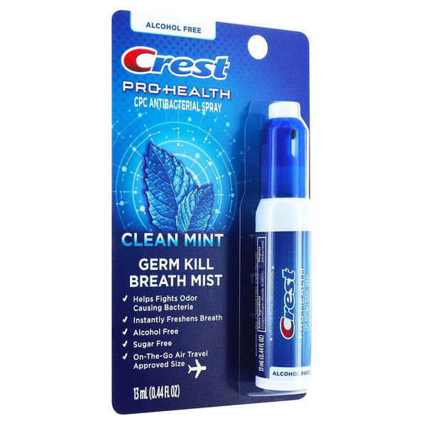 Crest Pro-Health Portable Alcohol-Free CPC Mist, Clean Mint Flavor, 1 Count (0.44oz) Breath Spray Fights Odor