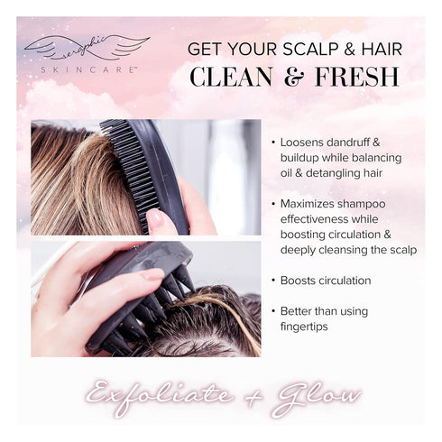 Seraphic Skincare 2-In-1 Scalp Exfoliator Duo with Wet and Dry Hair Brushes, Soft Silicone Massager for All Hair Types
