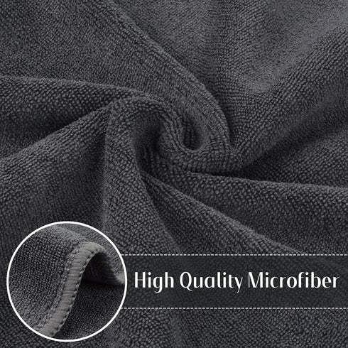 SINLAND Microfiber Cleaning Cloth, Ultra Absorbent Reusable Towel, 12x12 Inch Slate Grey, 6 Pack