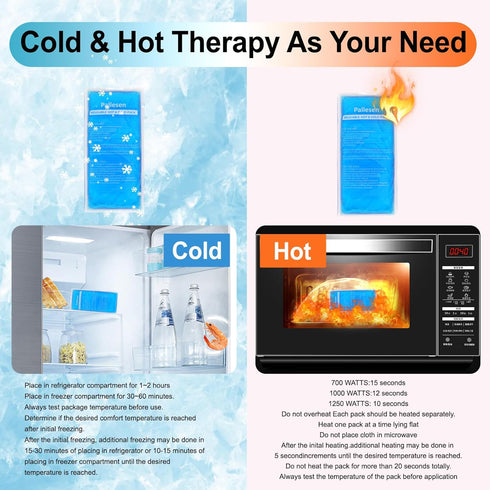 Reusable Gel Ice Packs for Injuries, Hot & Cold Compress, Pain Relief, Flexible Therapy, 5 Pack - Blue