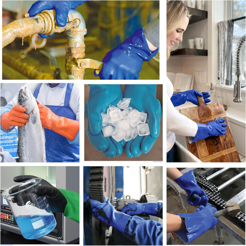 kitchen-star Ultimate Rubber PVC Gloves, Large, Blue, Comfortable Cotton Lining, Anti-Slip, Extra Thickness