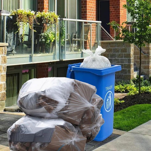 55-60 Gallon Trash Bags - 50 Count Bulk, Heavy Duty Clear Plastic Recycling Bags for Home, Commercial, Outdoor Use