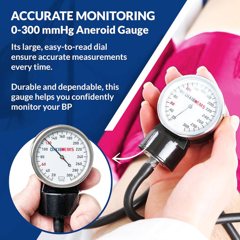Dixie EMS Deluxe Aneroid Sphygmomanometer Blood Pressure D-ring Cuff in Pink