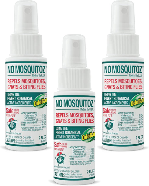 No Mosquitoz Botanical Bug Repellent, Effective for Gnat, Mosquito, 2 Ounce Spray Bottle, 3-Pack