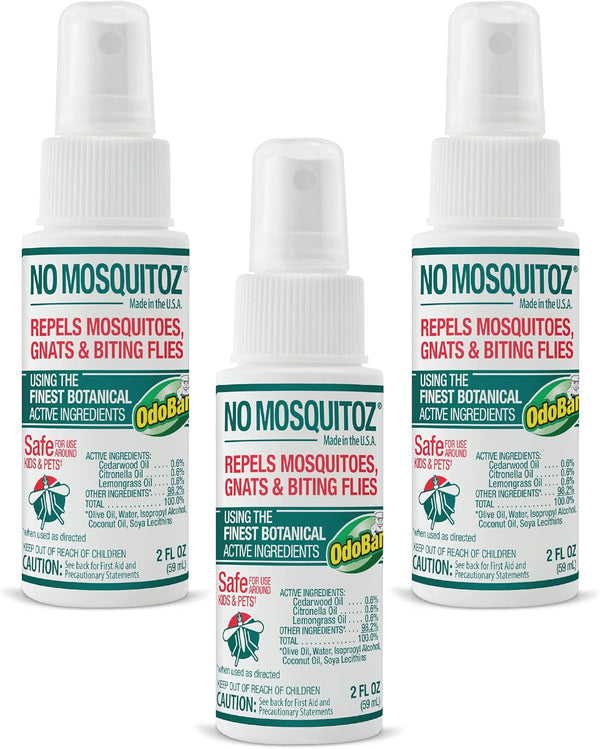 No Mosquitoz Botanical Bug Repellent, Effective for Gnat, Mosquito, 2 Ounce Spray Bottle, 3-Pack