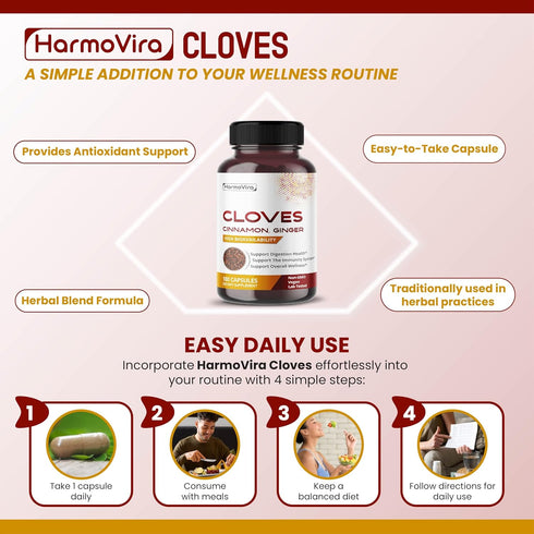 HarmoVira Immunity 180 Liposomal Cloves Supplement with Cinnamon, Ginger, Turmeric, Oregano & Black Pepper Support