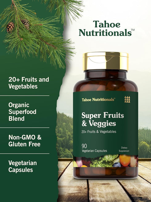 Super Fruits and Veggies Capsules, 90 Count, Vegetarian, Non-GMO & Gluten Free