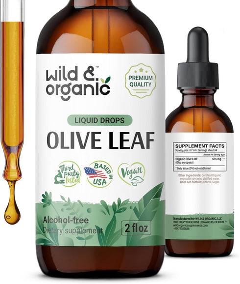 Olive Leaf Extract Liquid - Antioxidants Supplement with Organic Olive Leaf - Vegan Olive Leaf Supplement - 2 oz