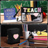 Hillban 2 Pcs Teacher Gifts Chenille Letter Bags, Preppy Patch Makeup Bag Flat Clear Pouch for Women Girl
