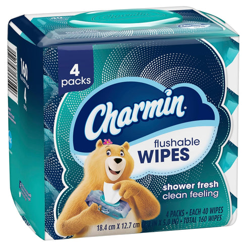 Charmin Flushable Wipes, 160 Total Wipes (4 Packs of 40)
