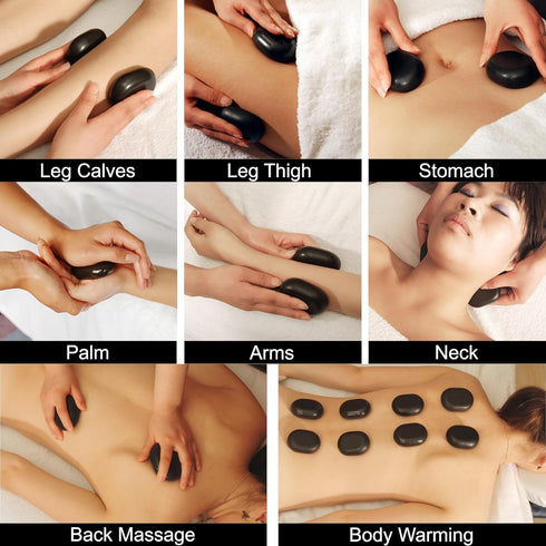 Set 3 2.2x 1.1 -8 Master Massage Black Lava Hot Stone Massage - Large Oval Stones x - Natural Basalt Massage Stones