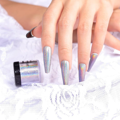 Holographic Powder 0.07oz/2g, 10 Micron Chrome Fine Powder for Epoxy Resin/Nails, Rainbow Holographic Mirror Nail