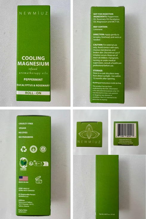 Migraine Roll on Stick Tension Headache Relief Magnesium Cooling Peppermint Eucalyptus Essential Oil Sinus Aromatherapy