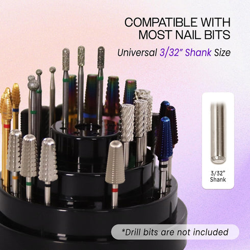 PANA Round Cake Tier Nail Drill Bit Holder Display Organizer Case, Dustproof Carbide Bit Storage Container Box for