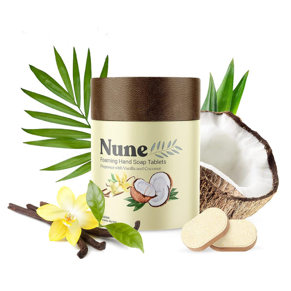 Nune Foaming Hand Soap Tablet Refills - 6 Pack - 48 fl oz total, Natural Moisturizing Coconut & Vanilla Foaming Soap
