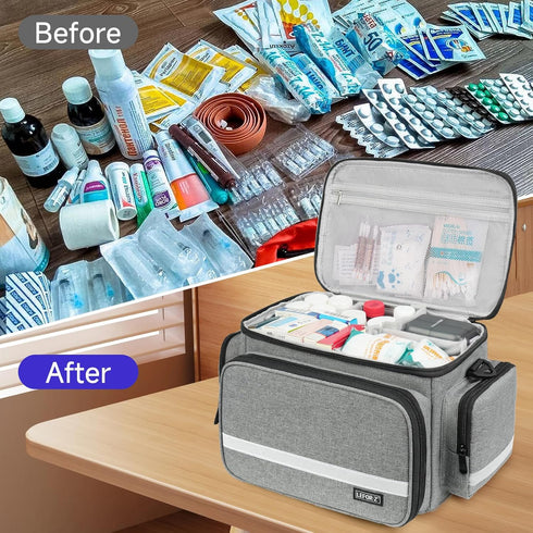 LEFORZ Student,Therapist,Doctors,Grey(11.75 7.6 8 inch) Small Medical Bag,First Aid Bag Empty,Home Health Nurse Bag