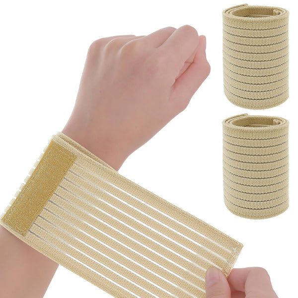 2 PCS Elastic Wrist Support Band Wrap, Adjustable Breathable Brace for Men and Women, Relieves Wrist Pain