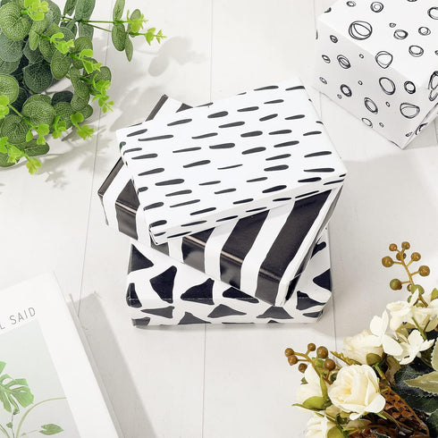 AnyDesign 12 Sheet Black White Wrapping Paper, 19.7 x 27.6 Inch Minimalist Gift Wrap Paper for Birthday Graduation