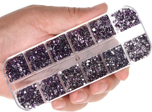LPBeads 3456 Pieces Tanzanite Flat Back Round Crystal Rhinestones - 6 Sizes for Crafts, DIY with Tweezers