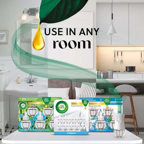 Air Wick Plug in Scented Oil Refill, 7 ct, Fresh Linen Air Freshener with Essential Oils