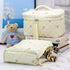 PAZIMIIK Cotton Makeup Bag for Women, Large Quilted Travel Cosmetic Case, Floral White Make Up Organizer for Girls
