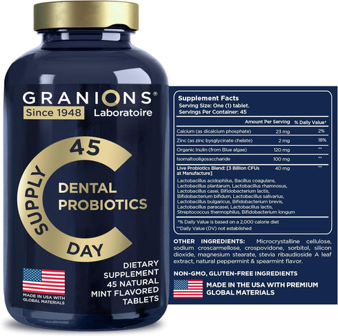 Dental Probiotics for Teeth and Gums, Fresh Breath Lactobacillus Salivarius Probiotic, 90 Mint Tablets