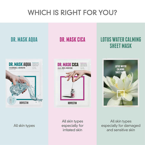 ROVECTIN Clean Lotus Water Calming Sheet Mask, Soothing Hydration with Lotus Flower Extract (5 Count)