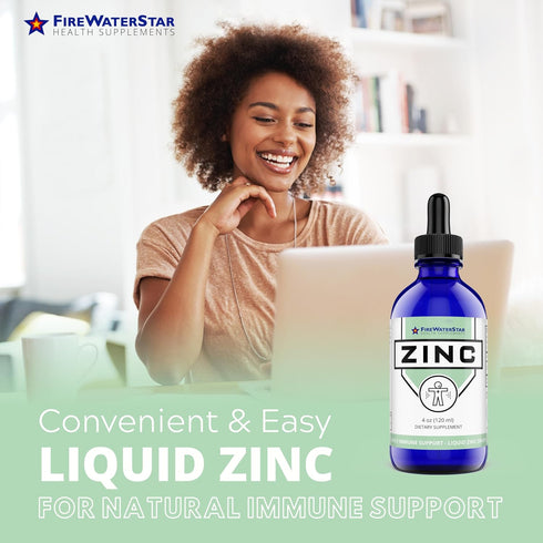 Immune 60 4 oz FWS Liquid Zinc Supplement for Men Women Kids, Organic Non-GMO Vegan, Ionic Zinc Sulfate Drops, System