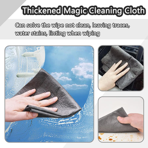 Thickened Magic Cleaning Cloth,8 Pcs Lint Free Cloth,Reusable Microfiber Cleaning Rag for Windows,Mirror,Glass,Car,Gray by XANGNIER