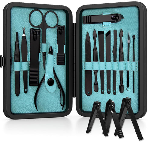 Utopia Care Nail Clippers for Men and Women - Professional 15-Pcs Nail Kit or Manicure Kit with Travel Case