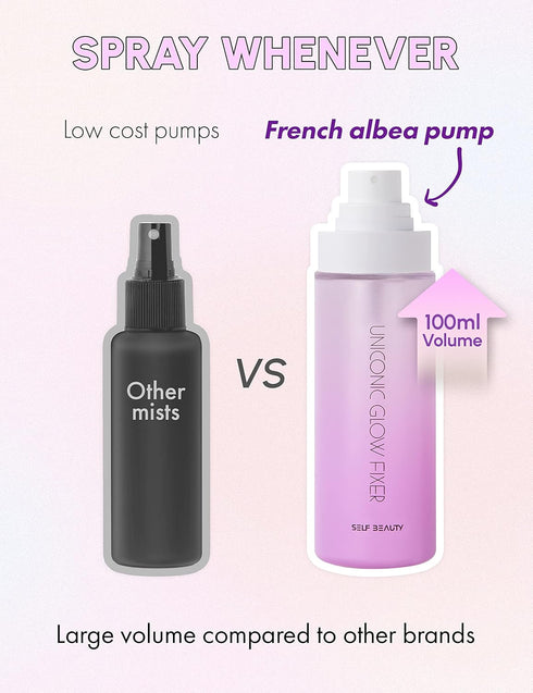 SELF BEAUTY Glow Makeup Setting Spray, Hydrating Illuminating Dewy Finish, Long-Lasting Makeup Fixing