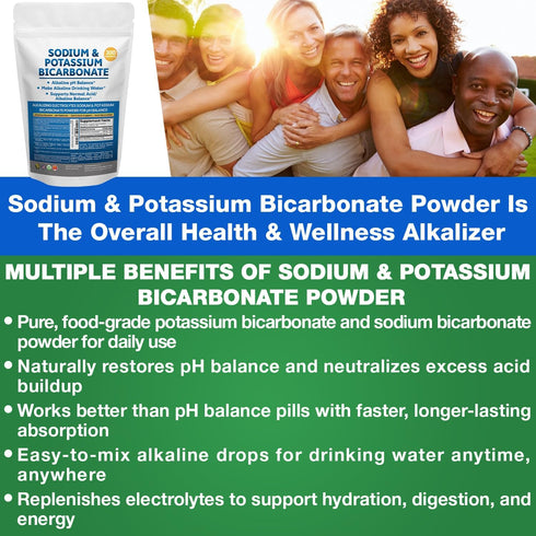 Immune Sodium Bicarbonate Powder & Potassium Bicarbonate Powder pH Balance Supplement. Make Gallons of Alkaline Water