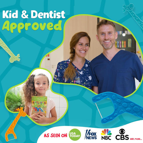 Biodegradable Kids Flossers, Eco-Friendly Dental Floss Picks for Children, Compostable (100 Pack, Mint)