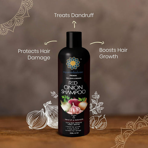 Red Onion Hair Growth Shampoo - With Curry Leaf, Hibiscus, 200ML, SLS and Paraben Free, All Hair Type