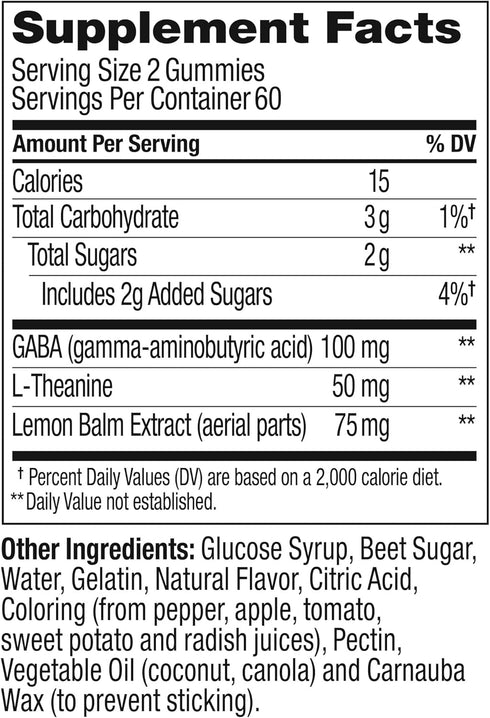 OLLY Goodbye Stress Gummy, Stress Relief Supplement with GABA and L-Theanine, Berry Flavor - 120 Count