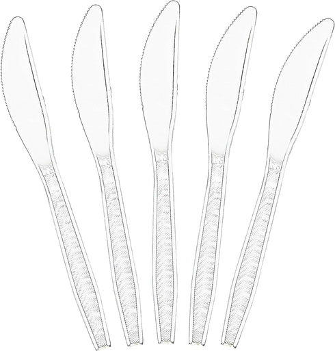 PLASTICPRO Clear Plastic Knives, Disposable Cutlery Utensils, 50 Count