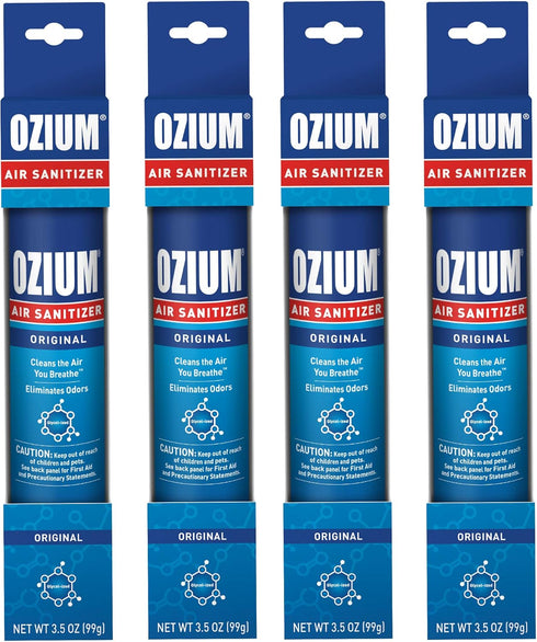 Ozium 3.5 Oz. Air Sanitizer & Odor Eliminator, Original Scent, 4 Pack for Homes, Cars, Offices