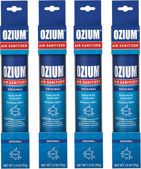 Ozium 3.5 Oz. Air Sanitizer & Odor Eliminator, Original Scent, 4 Pack for Homes, Cars, Offices
