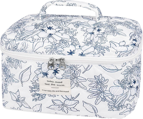 Large Makeup Bag - Cute Floral Coquette Aesthetic Toiletry Bag for Women & Girls