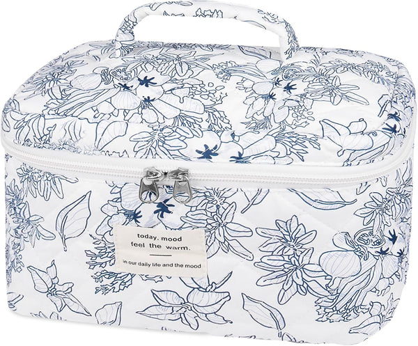 Large Makeup Bag - Cute Floral Coquette Aesthetic Toiletry Bag for Women & Girls