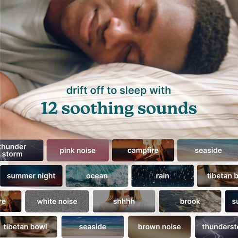 Light,12 Homedics Sleep Better Portable Sound Machine, Night Soothing Sounds Including White Noise, Rain