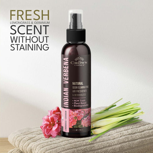 Natural Air Freshener Spray - Geranium & Lemongrass Odor Eliminator, Non-Toxic Essential Oil Deodorizer