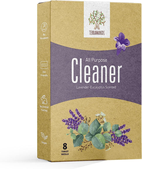 Terramandi All-Purpose Cleaner Refills - Multi-Surface Cleaning Tablets, 8 Count - 192 fl