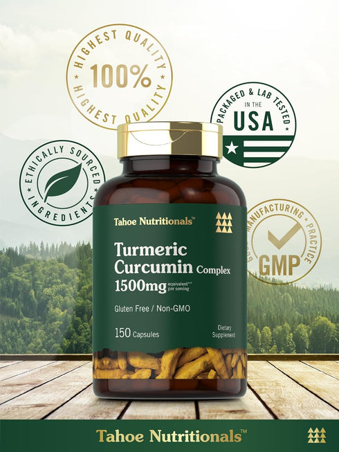 Turmeric Supplement 1500 mg | 150 Capsules with Curcumin Complex and Black Pepper, Non-GMO, Gluten Free